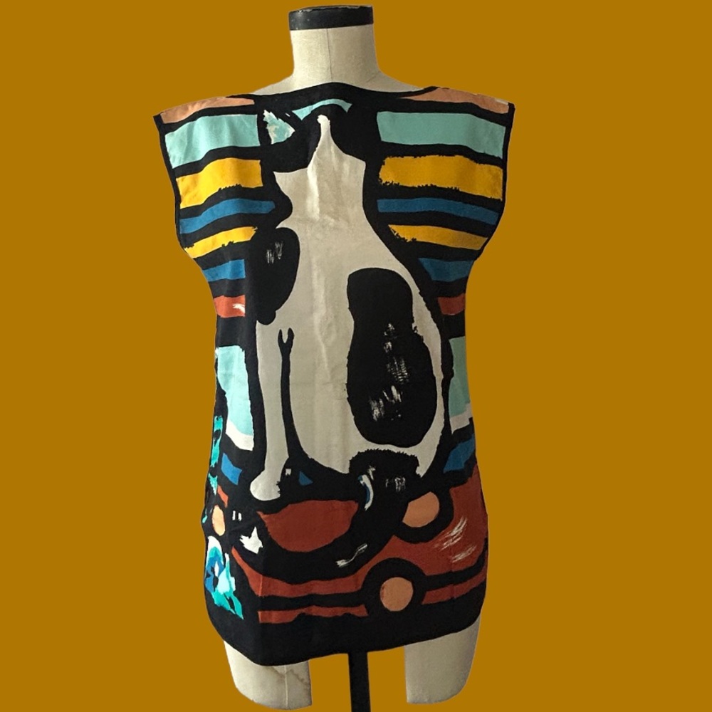 MICHAELE VOLLBRACH ART TO WEAR CAT BLOUSE S